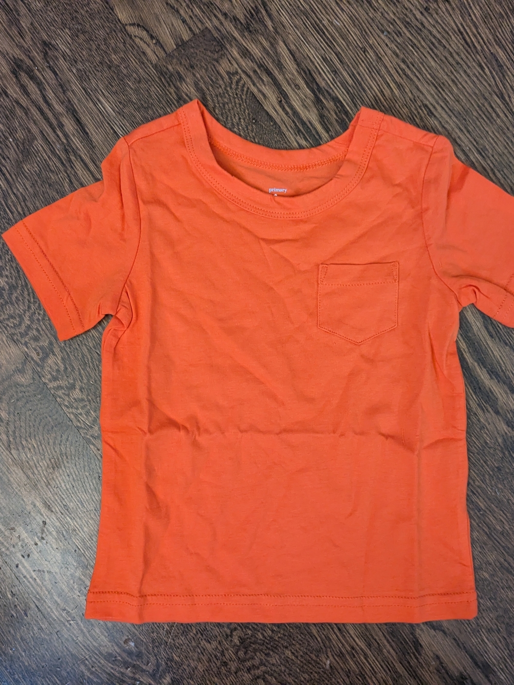 NWT Primary Pocket Tee Shirt Tangerine Orange Size 2 100% Cotton